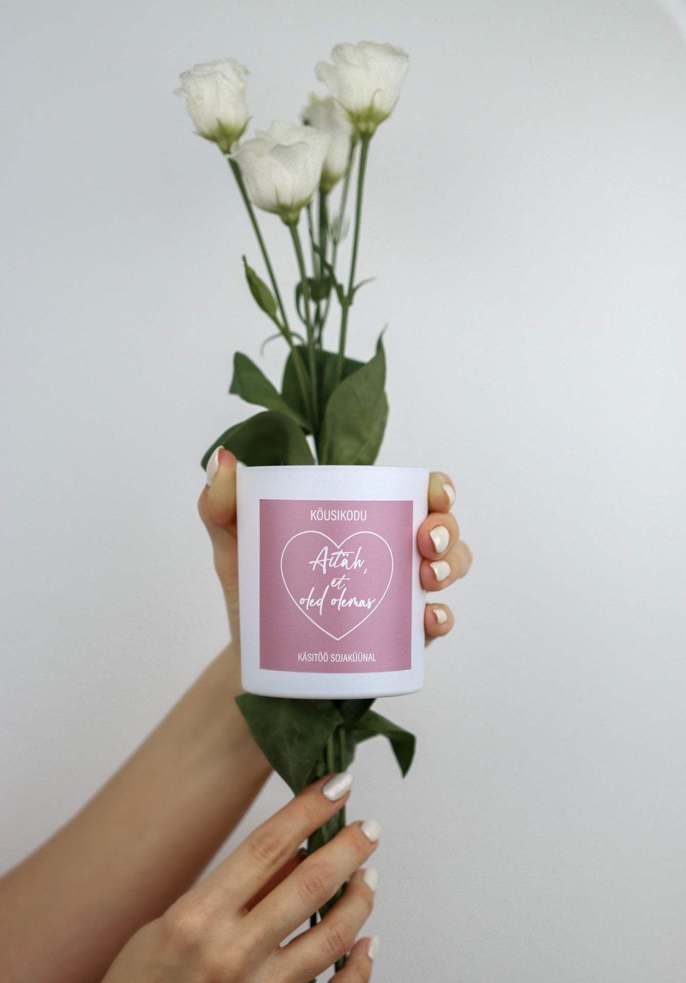 Sõnumiga sojavahast lõhnaküünal