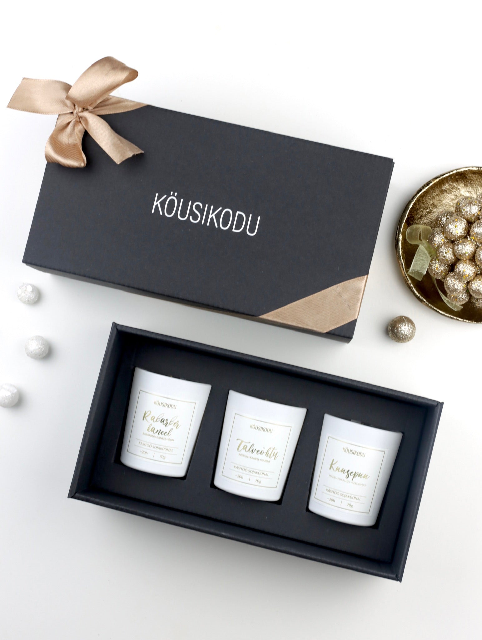 Lõhnaküünalde kinkekomplekt Jõulud valge