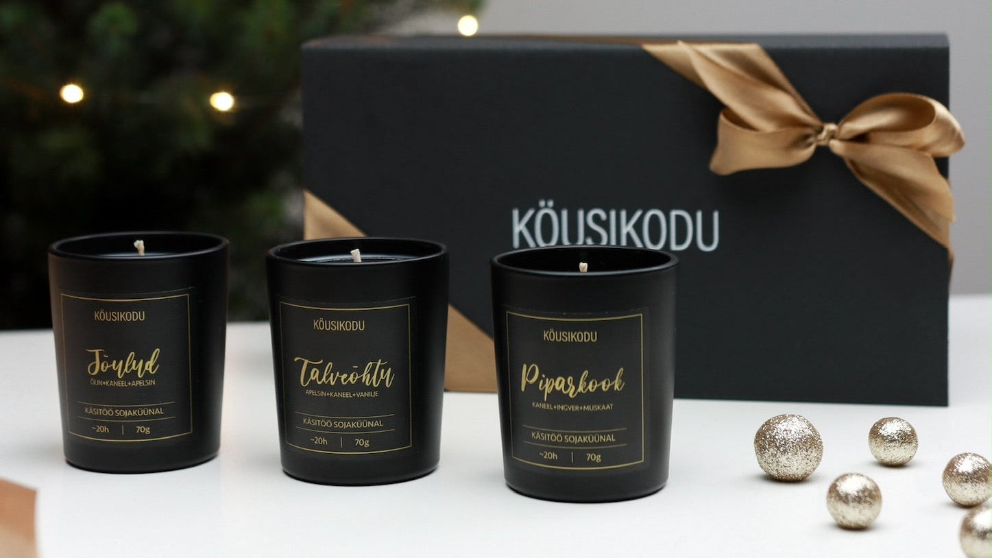 Lõhnaküünalde komplekt Jõulud must