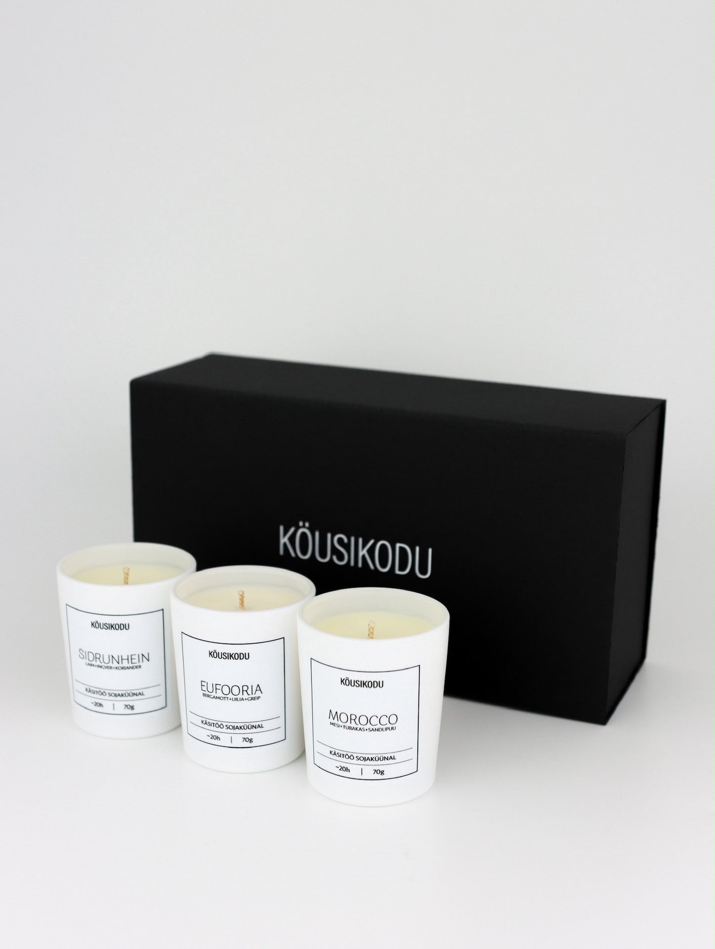 Lõhnaküünalde kinkekomplekt Valge